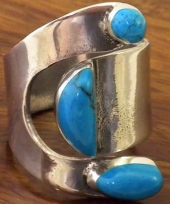 Silver with stone inlaid ring