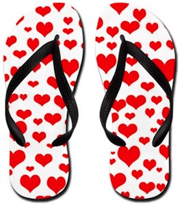 red Hearts Flip Flops