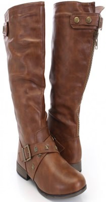 Tan Faux Leather Knee High Boots