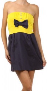 Strapless Fit & Flare Dress With Bow