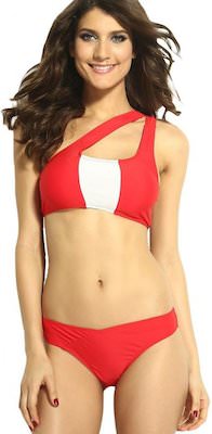 Red One Shoulder bathing suit