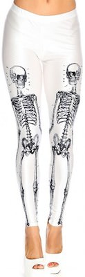 White Leggings With Skeleton Print