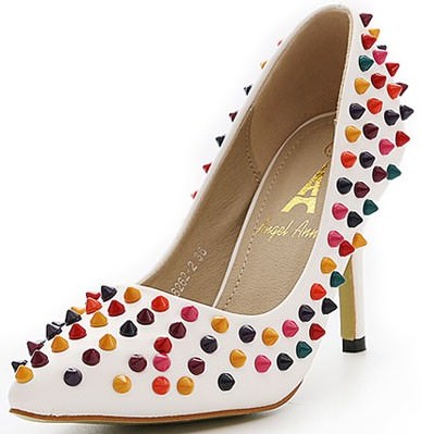 White Heels With Colorfull Rivets