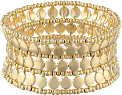 Gold Flat Disk Stretch Bracelet