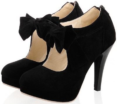 Black Platform heels With Bow
