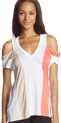 Women's Striped Open Shoulder T-Shirt