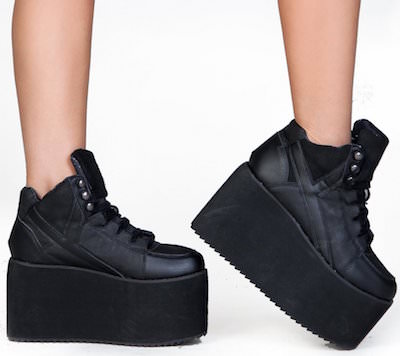 Women's Black High Platform Sneakers
