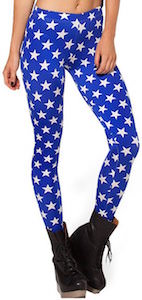 Blue Women's Leggings With White Stars