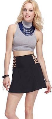 Black Crisscrossed High Waist Skirt