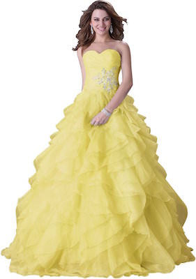 Yellow Prom Dress With Ruffles
