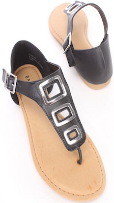 Black sandals with fun buckle