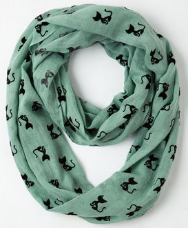 Cat Person Green Infinity Scarf