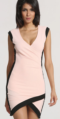 Pink Bodycon Style Dress With Black Stripe