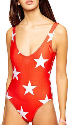 Women's Red Swimsuit With White Stars