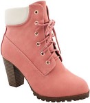 Chunky Pink Ankle Heeled Boots
