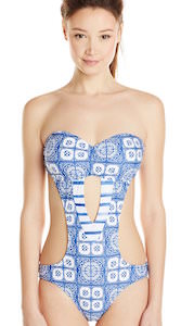 Women's Delft Blue Cutout Swimsuit
