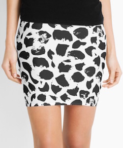 Black And White Leopard Print Pencil Skirt