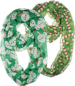 Snowman And Candy Cane Christmas Infinity Scarf