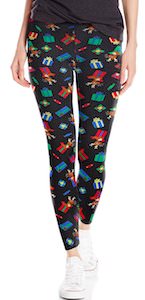 Black Christmas Leggings With Presents And A Reindeer