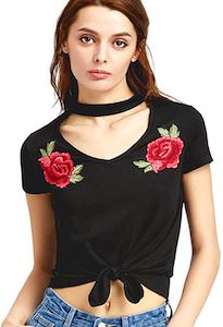 Women’s Choker Style Floral T-Shirt