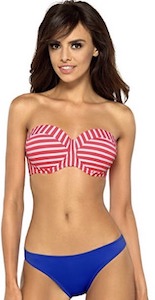 Red And White Striped and Blue Bikini Set
