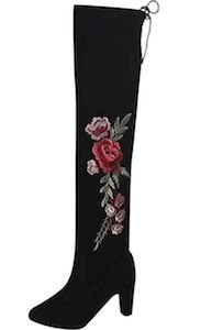 Knee High Boots With Floral Design