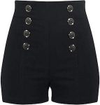 Black High Waist Shorts With Buttons