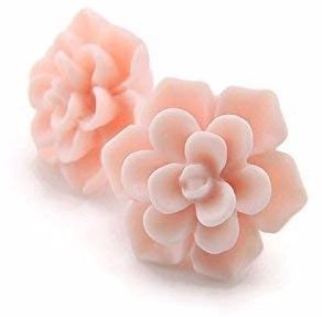Pink Flower Clip On Earrings