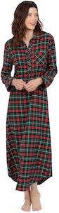 Women's Long Flannel Plaid Nightgown