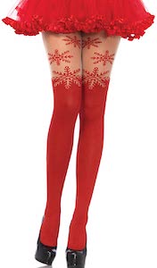 women's Red Snowflake Tights