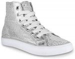 black or silver Sequin High Top Sneakers