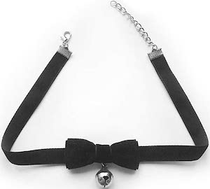 Velvet Bow And Bell Choker Necklace