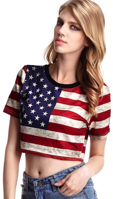 Women's t-shirt with the American flag on it