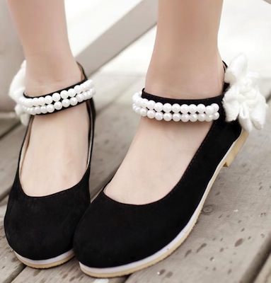 Black Flats With Ankle Strap