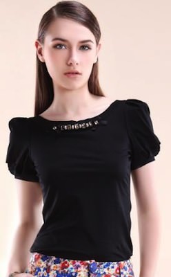 Black T-Shirt With Rhinestones