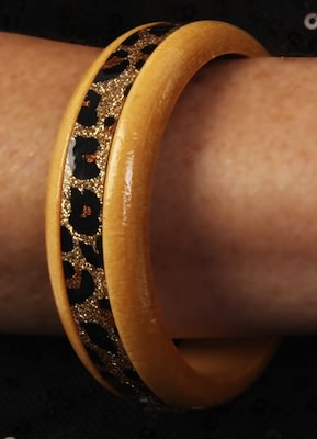 Wood And Leopard Print Bracelet