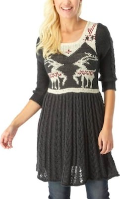 Grey Christmas Reindeer Dress