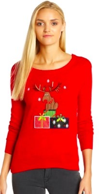 Red Reindeer and presents Ugly Christmas sweater