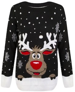 Black Reindeer Ugly Christmas Sweater
