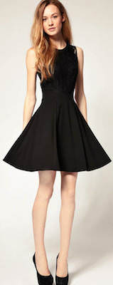 Black Retro Lace Black Dress
