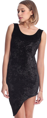 Asymmetric Black Velvet Dress