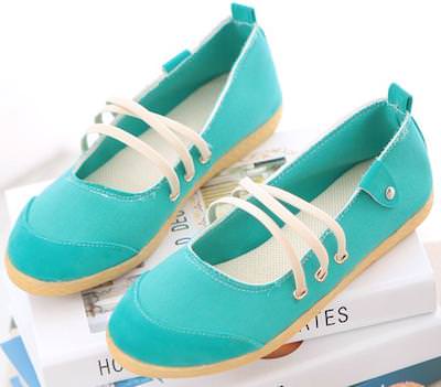 Green Sneaker Style Flats