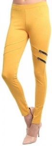 Yellow Leggings With Zipper's