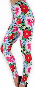 Red flower design leggings