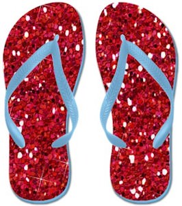 cute red flip flops full of glitter