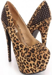 Leopard And Rhinestone High Heeled Shoes