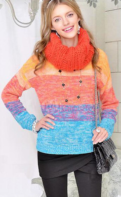 Light Colored Banded Women's Sweater
