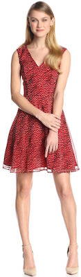 French Connection Red Wildcat Fit And Flare Dress