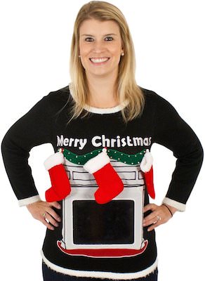 Women's Fireplace Ugly Christmas Sweater
