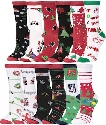 Women's Christmas Socks 12 Assorted Pairs